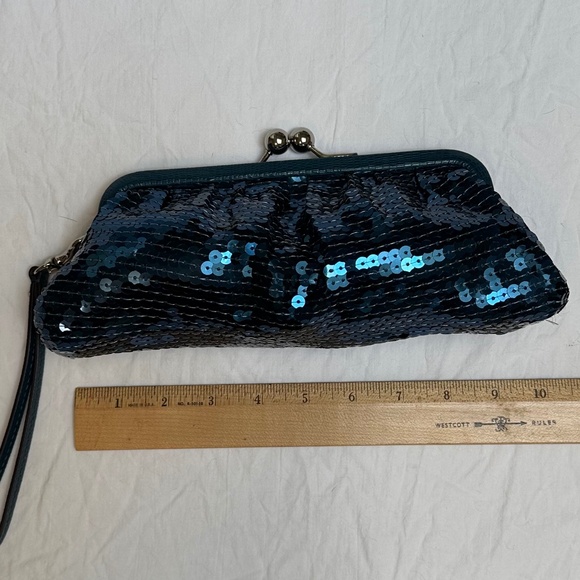COACH Blue Sequin Wristlet Clutch - Picture 1 of 4